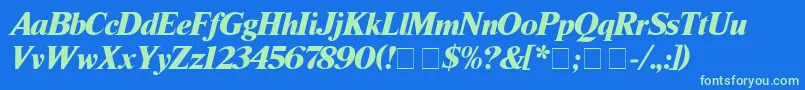 TimesBlackitalic Font – Green Fonts on Blue Background