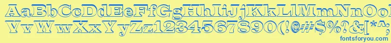 フォントALatinosh – 青い文字が黄色の背景にあります。