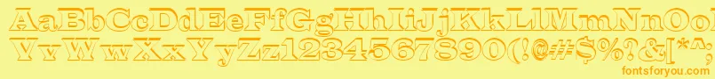 フォントALatinosh – オレンジの文字が黄色の背景にあります。