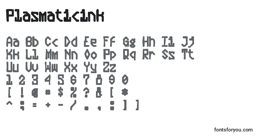 Шрифт Plasmaticink – алфавит, цифры, специальные символы