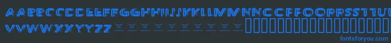 ThedecompozedRegular-Schriftart – Blaue Schriften auf schwarzem Hintergrund