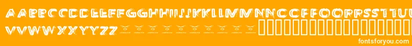 ThedecompozedRegular-Schriftart – Weiße Schriften auf orangefarbenem Hintergrund