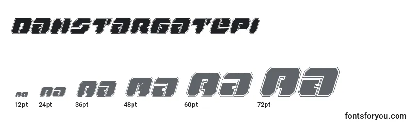 Größen der Schriftart Danstargatepi