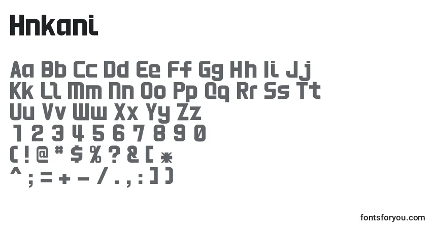 Czcionka Hnkani – alfabet, cyfry, specjalne znaki