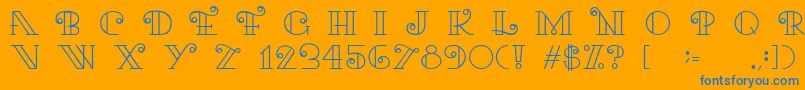 KariRegular Font – Blue Fonts on Orange Background