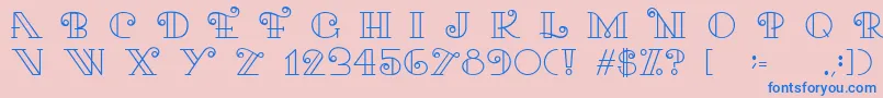 KariRegular-Schriftart – Blaue Schriften auf rosa Hintergrund