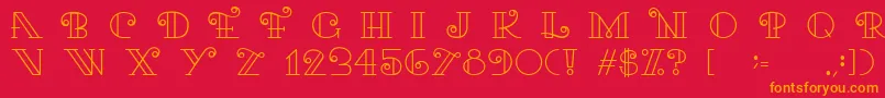 フォントKariRegular – 赤い背景にオレンジの文字