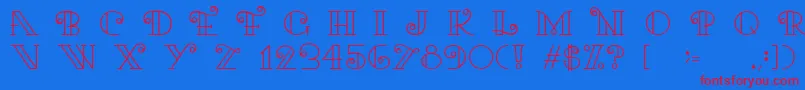 KariRegular Font – Red Fonts on Blue Background