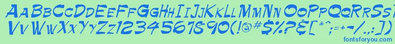 PamelaRegular Font – Blue Fonts on Green Background