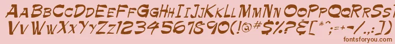Fonte PamelaRegular – fontes marrons em um fundo rosa