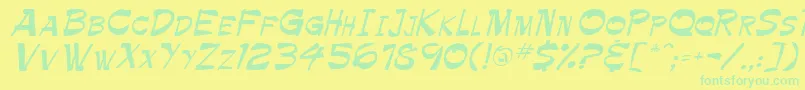 Weitere Informationen zur PamelaRegular-Schriftart PamelaRegular-Schriftart – Grüne Schriften auf gelbem Hintergrund