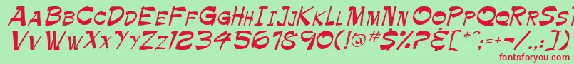 フォントPamelaRegular – 赤い文字の緑の背景