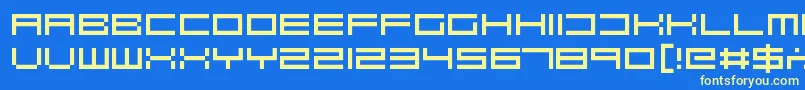 Robotastic Font – Yellow Fonts on Blue Background