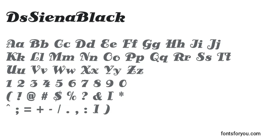 Шрифт DsSienaBlack – алфавит, цифры, специальные символы