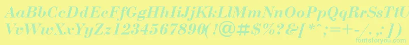 UkrainianbodoniBolditalic Font – Green Fonts on Yellow Background