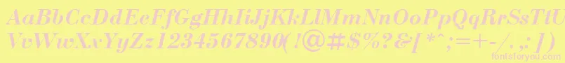 UkrainianbodoniBolditalic Font – Pink Fonts on Yellow Background