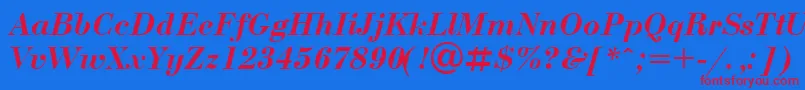 UkrainianbodoniBolditalic Font – Red Fonts on Blue Background