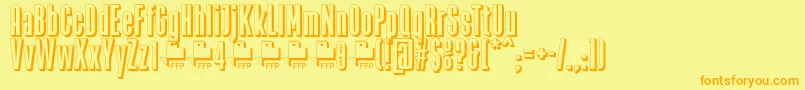 フォントZacatecas1914DemoFontFfp – オレンジの文字が黄色の背景にあります。
