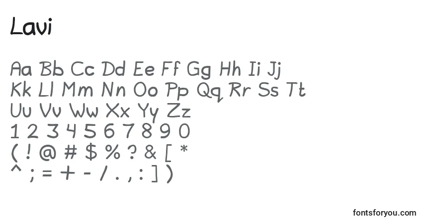 Шрифт Lavi – алфавит, цифры, специальные символы