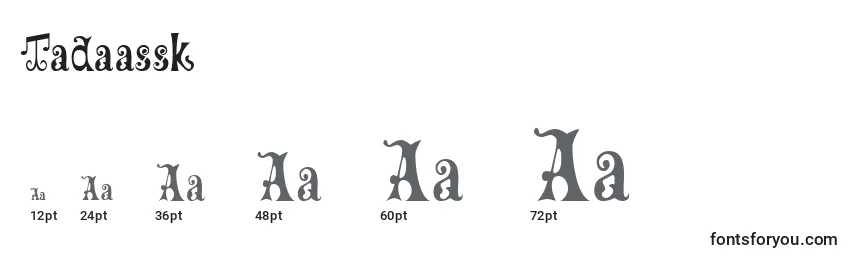 Размеры шрифта Tadaassk