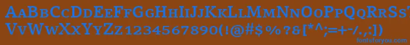 Czcionka CompatilLetterLtComBoldSmallCaps – niebieskie czcionki na brązowym tle