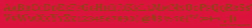 CompatilLetterLtComBoldSmallCaps-Schriftart – Braune Schriften auf rotem Hintergrund