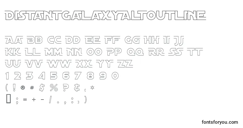DistantGalaxyAltoutline-fontti – aakkoset, numerot, erikoismerkit