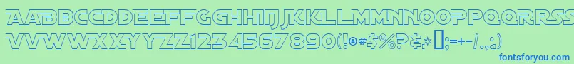 DistantGalaxyAltoutline-fontti – siniset fontit vihreällä taustalla