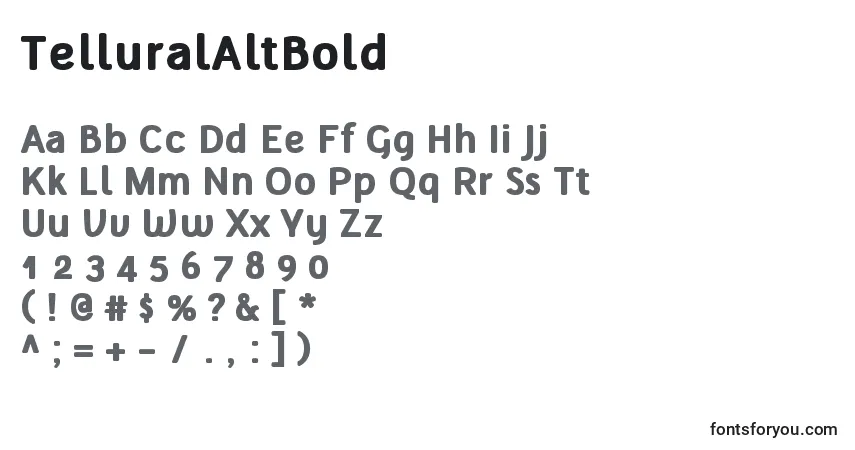 A fonte TelluralAltBold – alfabeto, números, caracteres especiais