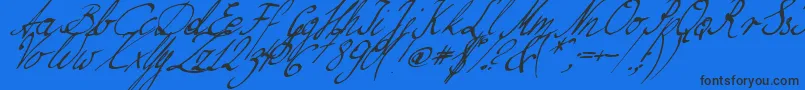 NilliesLoveletters Font – Black Fonts on Blue Background