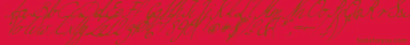 Weitere Informationen zur NilliesLoveletters-Schriftart NilliesLoveletters-Schriftart – Braune Schriften auf rotem Hintergrund
