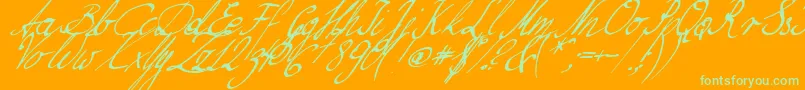 NilliesLoveletters Font – Green Fonts on Orange Background