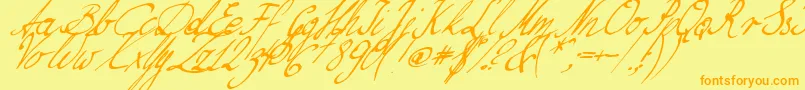 NilliesLoveletters Font – Orange Fonts on Yellow Background