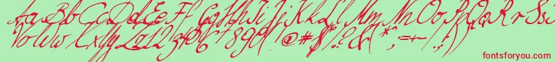 NilliesLoveletters Font – Red Fonts on Green Background