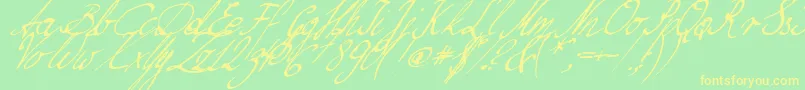 NilliesLoveletters Font – Yellow Fonts on Green Background