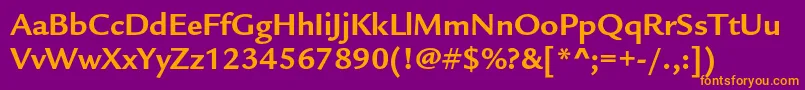 フォントLegacysansstdBold – 紫色の背景にオレンジのフォント