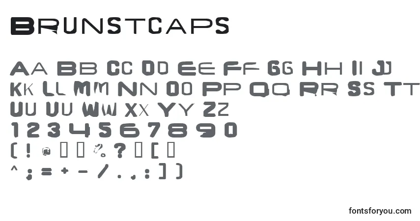 Czcionka Brunstcaps – alfabet, cyfry, specjalne znaki