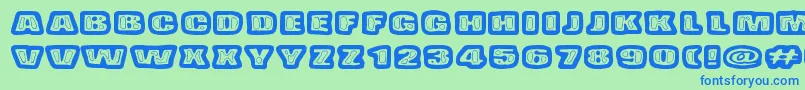BadPizzaWthPepperoni Font – Blue Fonts on Green Background
