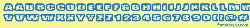 BadPizzaWthPepperoni Font – Blue Fonts on Yellow Background