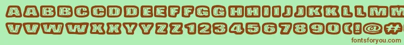BadPizzaWthPepperoni Font – Brown Fonts on Green Background