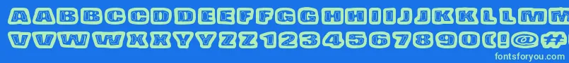 BadPizzaWthPepperoni Font – Green Fonts on Blue Background