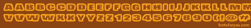 BadPizzaWthPepperoni Font – Orange Fonts on Brown Background