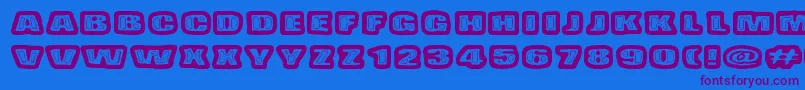 BadPizzaWthPepperoni Font – Purple Fonts on Blue Background