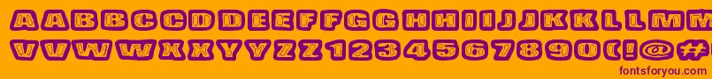 BadPizzaWthPepperoni Font – Purple Fonts on Orange Background