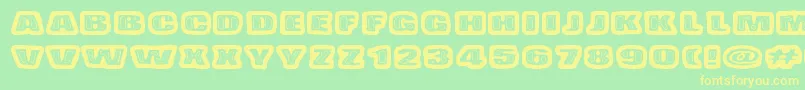 BadPizzaWthPepperoni Font – Yellow Fonts on Green Background