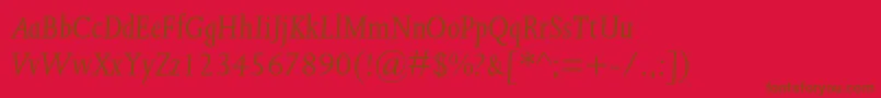 フォントJoannamtstdItalic – 赤い背景に茶色の文字