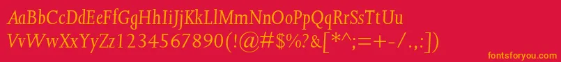フォントJoannamtstdItalic – 赤い背景にオレンジの文字