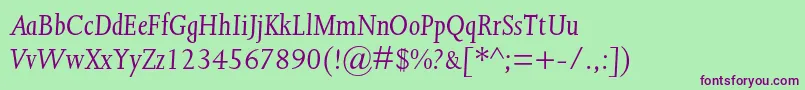 JoannamtstdItalic Font – Purple Fonts on Green Background