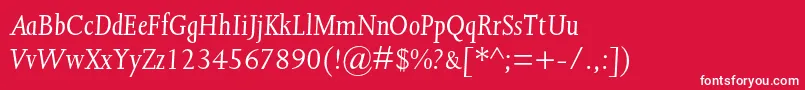 フォントJoannamtstdItalic – 赤い背景に白い文字