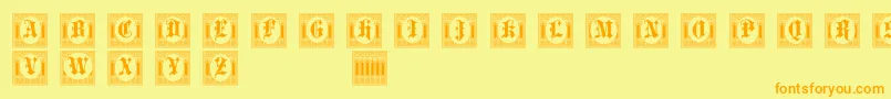 Fonte PortculliardInitials – fontes laranjas em um fundo amarelo